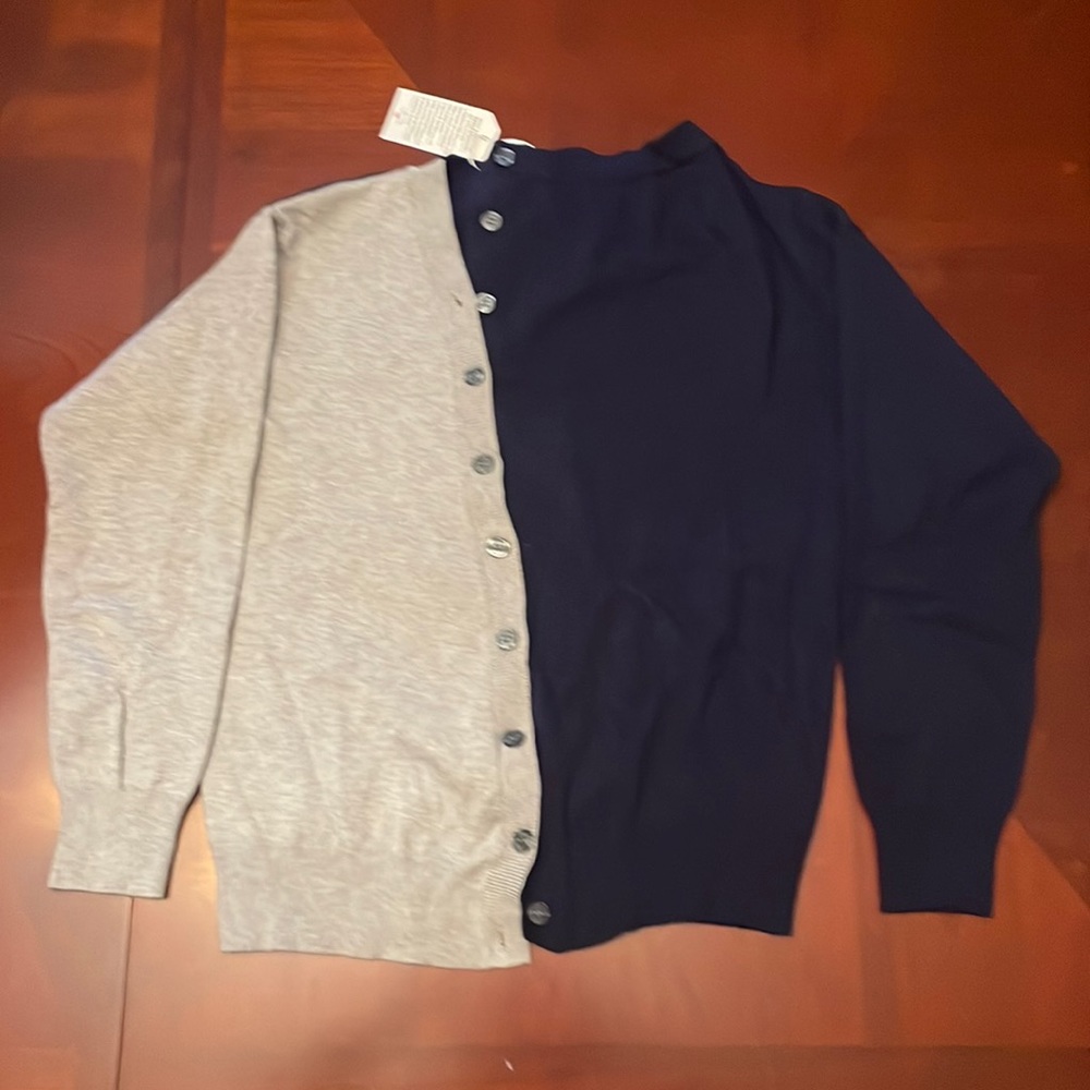 Grey and blue button up sweater